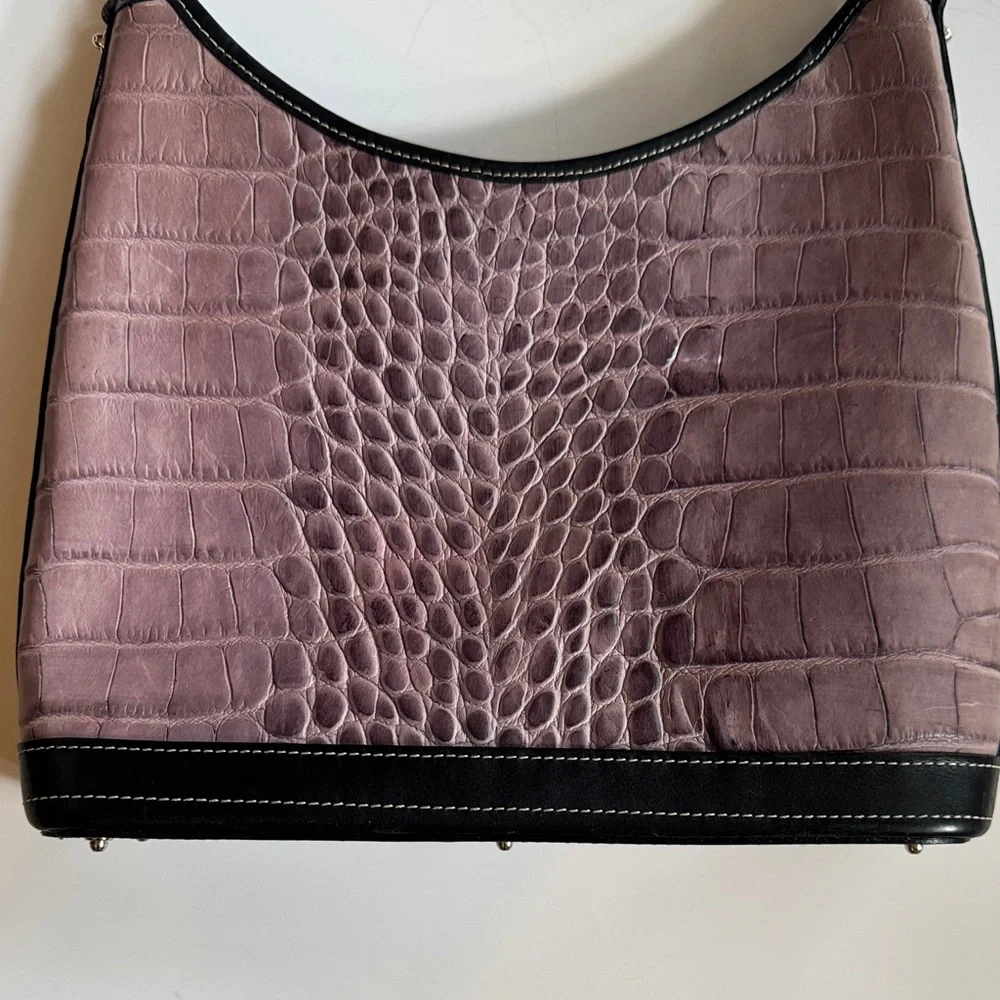 Dooney & Bourke Mauve/ purple Croc-Embossed Shoulder Bag - Picture 7 of 9
